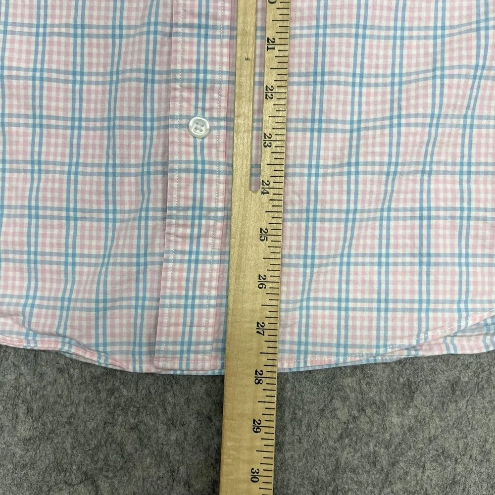 J Crew Shirt Mens M Pink Blue Plaid Flex Washed Slim Button Down Casual Preppy